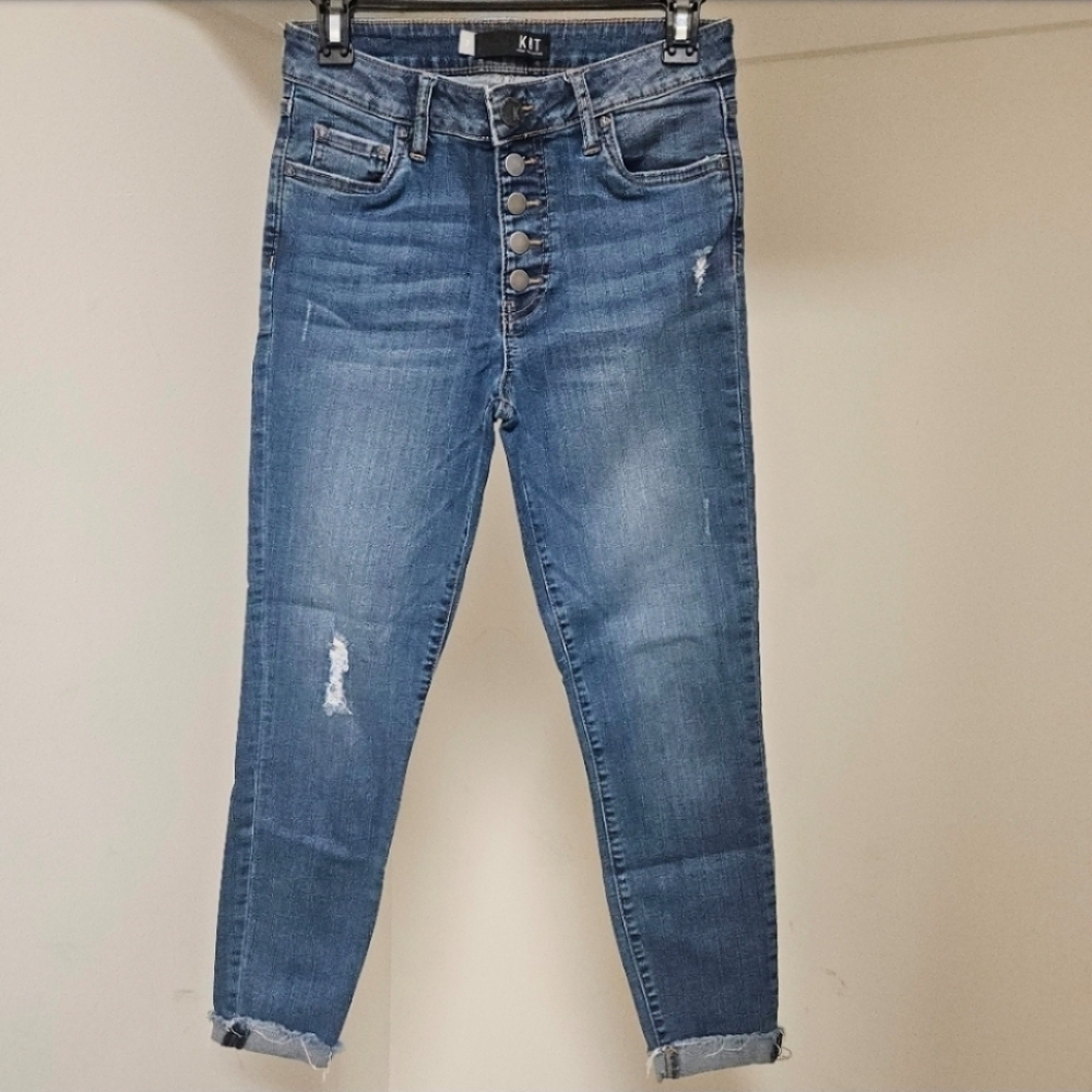 KUT FROM THE KLOTH BUTTON FRONT HI RISE CROP JEANS WOMEN'S SIZE 2